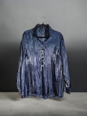 torrid Shiny Navy Button-Front Shirt Jacket